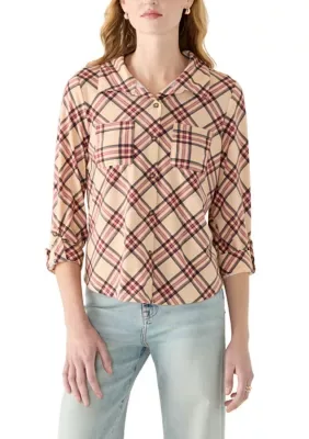 Aimee + Coco Plaid Button Front Long Sleeve Shirt by Aimee  Coco