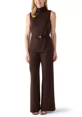 Sleeveless Belted Top and Wide Leg Pants by Muse Republic Clothing