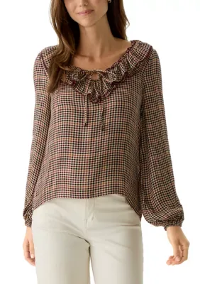 Plaid Ruffled Blouse by Industry for the Republic