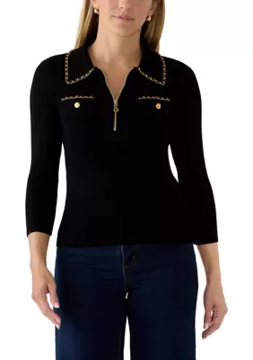 Long Sleeve 3/4 Zip Sweater
