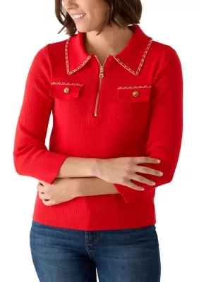 Long Sleeve 3/4 Zip Sweater
