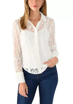 Lace Button Down Shirt by Nanette Lepore