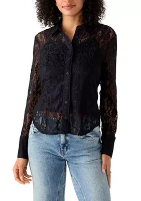 Lace Button Down Shirt