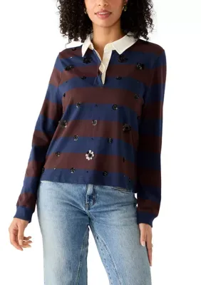 Striped Sweater with Collar by Nanette Lepore