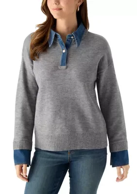 Denim Collar Sweater by Nanette Lepore