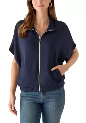 Short Sleeve Zip Up Top by Nanette Lepore