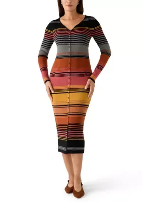 Striped V-Neck Button Front Dress by Scotch & Soda