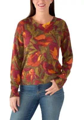 Floral Crew Neck Sweater by Vince Camuto