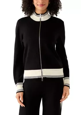 Contrast Trim Track Jacket by Vince Camuto
