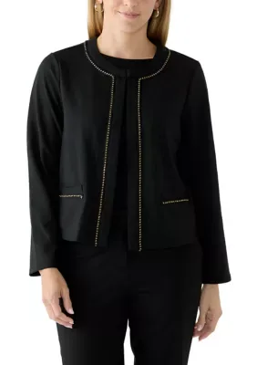 Crew Neck Trim Jacket by Harper 241