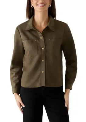 Faux Suede Front Pocket Jacket by Harper 241