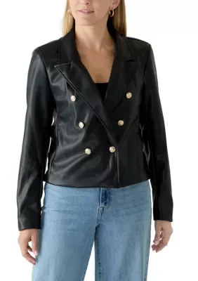 Double Breasted Faux Leather Jacket by Harper 241