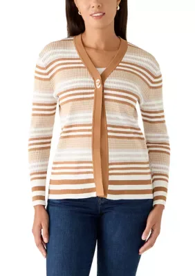 V-Neck Toggle Detail Closure Long Sleeve Cardigan by Rio & Rian