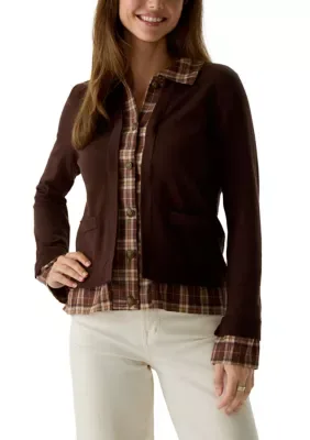 Collared Plaid Cardigan by Aimee  Coco