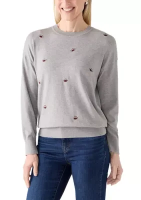 Long Sleeve Embroidered Football Pullover by Aimee  Coco