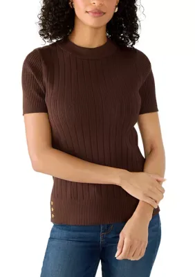 Novelty Rib Short Sleeve Sweater by Rio & Rian