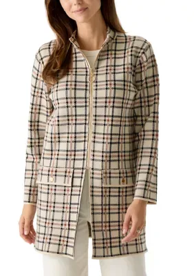 Plaid Jacquard Coat with Pockets by Rio & Rian