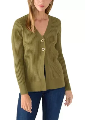 Ribbed Cardigan with Double Grommet Front by Rio & Rian