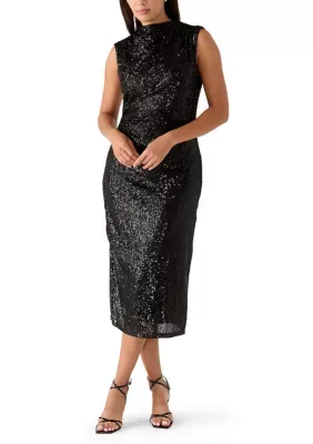 Drape Neck Sequin Dress by Anne Klein
