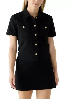 Short Sleeve Button Up Shirt by Laundry by Shelli Segal