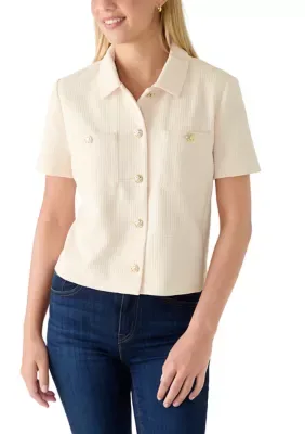 Short Sleeve Button Up Shirt by Laundry by Shelli Segal