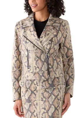 Snakeskin Faux Leather Moto Jacket by Laundry by Shelli Segal