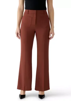 Mid Rise Flare Leg Pants