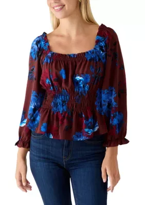 Floral Ruffle Neckline Top