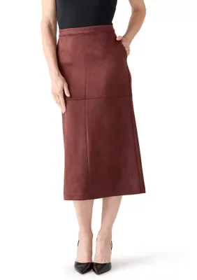 Faux Suede Paneled Flare Midi Skirt by Laundry by Shelli Segal