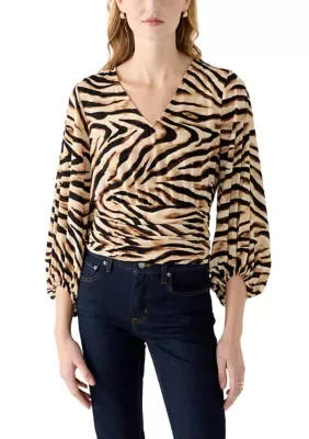 Animal Print V-Neck Blouse