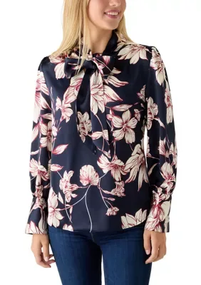 Blossoming Tie Neck Blouse