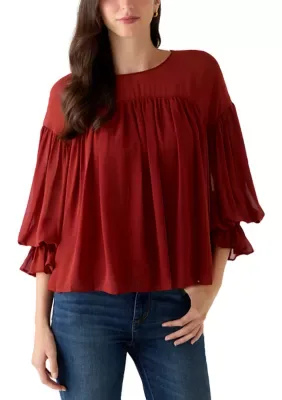 Long Sleeve Yoke Blouse