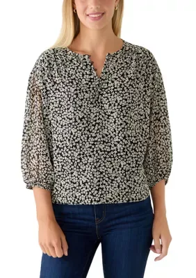 Puff Sleeve Floral Blouse with Buttons by 1.State