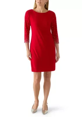 Beaded Sleeve Shift Dress by Chaus
