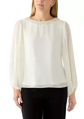 Pearl Balloon Sleeve Top