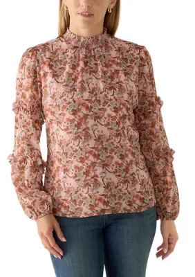Ruffle Sleeve Tiered Blouse by Chaus