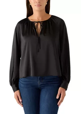Long Sleeve Tie Neck Blouse