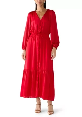 Elastic Waist Button Maxi Dress by 1.State
