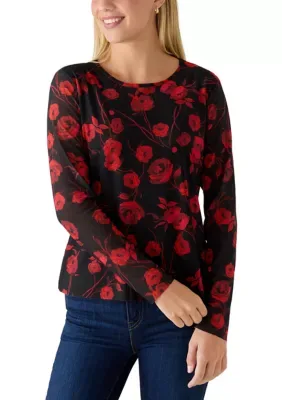 Long Sleeve Floral Crew Neck Top by 1.State