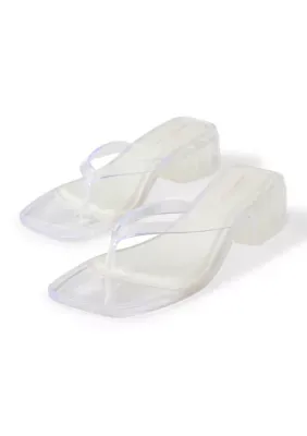 Tassi Clear Square Toe Thong Sandals