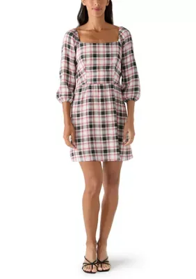 Square Neck Balloon Sleeve Dress by As U Wish