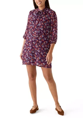 High Neck 3/4 Sleeve Printed Dress by As U Wish