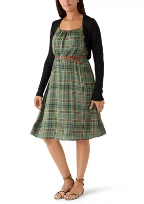 Printed Midi Dress with Cardigan by As U Wish