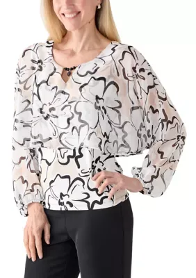 Floral Top with Jeweled Front Piece by Sara Michelle