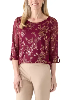Metallic Print Boat Neck Top by Sara Michelle