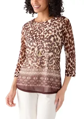 Boat Neck Multi Print Flowy Top by Sara Michelle