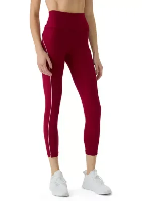 High Rise Contrast Piping Ankle Leggings by Velocity