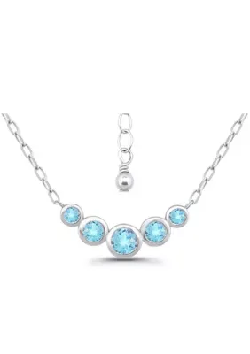 Semi Precious Bezel Set Round Stones Sterling Silver Necklace by Belk & Co