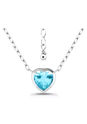 Semi Precious Heart Shaped Bezel Set Stone Sterling Silver Frontal Necklace