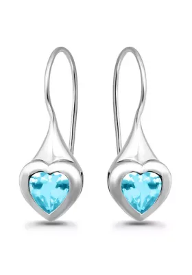 Semi Precious Heart Shape Bezel Set Stone Sterling Silver Hardwire Fishhook Earrings by Belk & Co